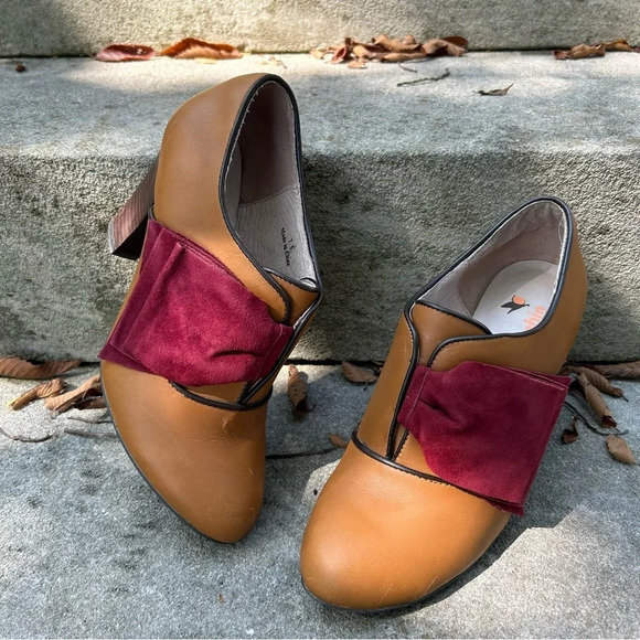 Faryl Robin Cognac and Burgundy Heeled Booties Size 7.5 - Picture 1 of 11